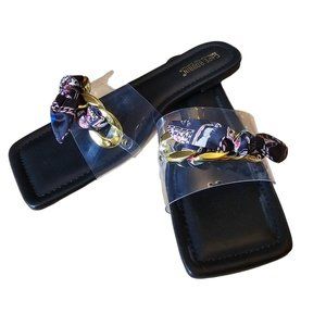 Cape Robbin Rival Black Flat Sandals Women's Size 10